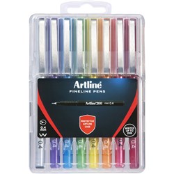 Artline 200 Fineliner Pen 0.4mm Hard Case Assorted Pack Of 8