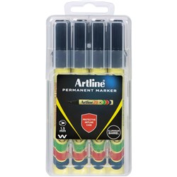 Artline 70 Permanent Markers Bullet 1.5mm Black Hard Case Pack Of 4