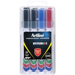 Artline 90 Permanent Markers Chisel 2-5mm Assorted Hard Case Pack Of 4
