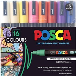 Uni Posca Paint Marker PC-5M  Medium 2.5mm Bullet Tip  Assorted Set of 16