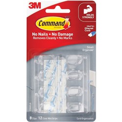 COMMAND CLEAR SMALL CORD CLIPS 17302CLR, 8 Hooks 