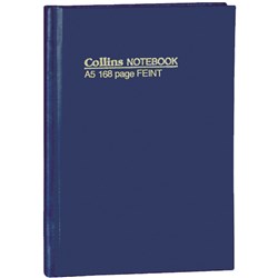 COLLINS NOTEBOOKS HARD COVER A5 Feint 168Pg Blue 